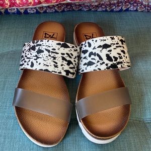 Cow print sandals 8.5 worn once